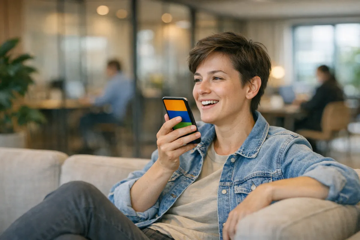 A member booking a meeting room by talking to the Facility Manager on her phone